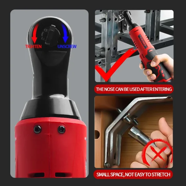 LYUWO 12V Cordless Right Angle Electric Wrench 45NM 3/8 Inch Ratchet Wrench Disassembly Nut Car Maintenance Tool With 4 Sockets - Image 4