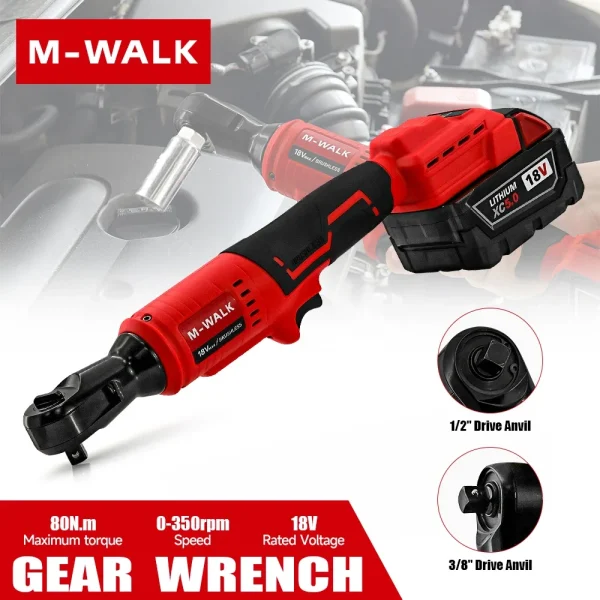 M-WALK Cordless Electric Wrench Ratchet Wrench 3/8 1/2 Nut Disassembly Car Maintenance Power Tool For Milwaukee 18V Battery Pin