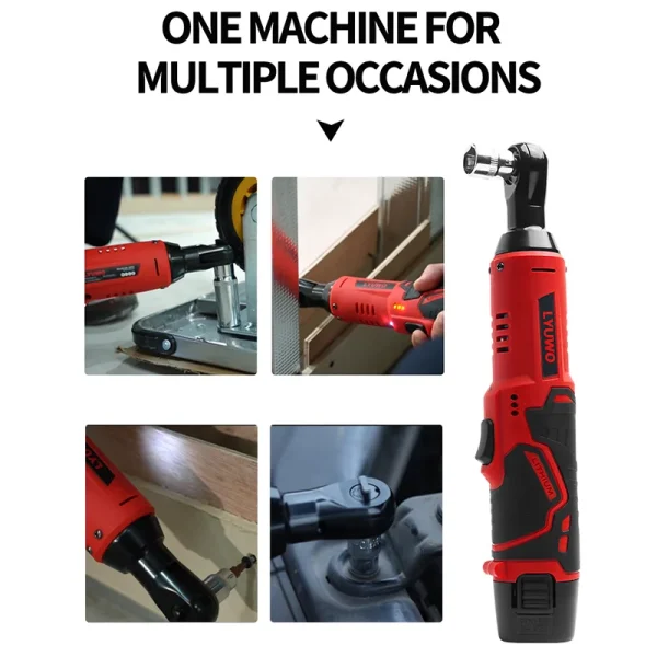 LYUWO 12V Cordless Right Angle Electric Wrench 45NM 3/8 Inch Ratchet Wrench Disassembly Nut Car Maintenance Tool With 4 Sockets - Image 5