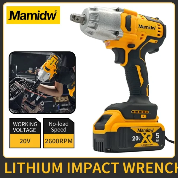 Mamidw Brushless Impact Wrench High Torque Cordless Electric Wrench Detachable Tire Power Tools For Dewalt Original Battery PIN