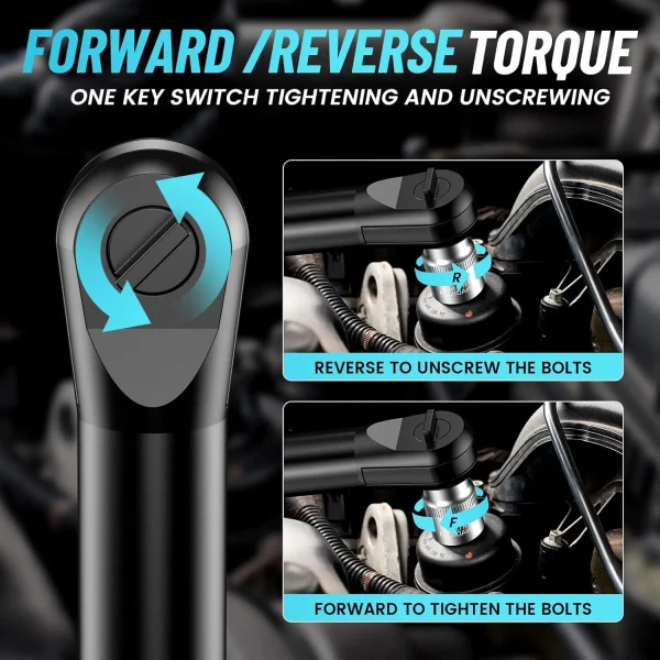 Seesii 3/8" Long Neck Ratchet Wrench RT400B 40Ft-lbs 6" Extended Cordless Ratchet Wrench 220RPM 2x2.0Ah Batteries Variable Speed - Image 6
