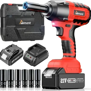 550 Ft-lbs/700Nm Cordless Impact Wrench 1/2 inch 3000RPM Brushless Impact Gun with 4.0Ah Li-ion Battery Fast Charger 6 Sockets