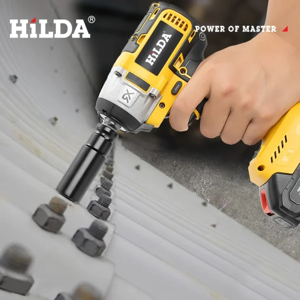 HILDA 21V Cordless Impact Wrench Two Li-ion Battery Fast Charger Tool Bag Repair Tools For Makita 18V Battery Car Truck Home - Image 2