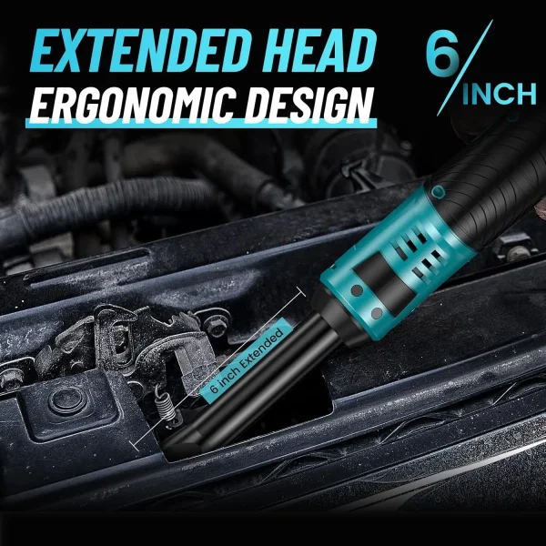Seesii 3/8" Long Neck Ratchet Wrench RT400B 40Ft-lbs 6" Extended Cordless Ratchet Wrench 220RPM 2x2.0Ah Batteries Variable Speed - Image 2